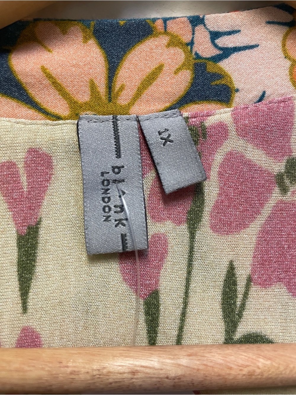 Floral V-Neck Peasant Blouse in Teal and Cream - Picture 2 of 5